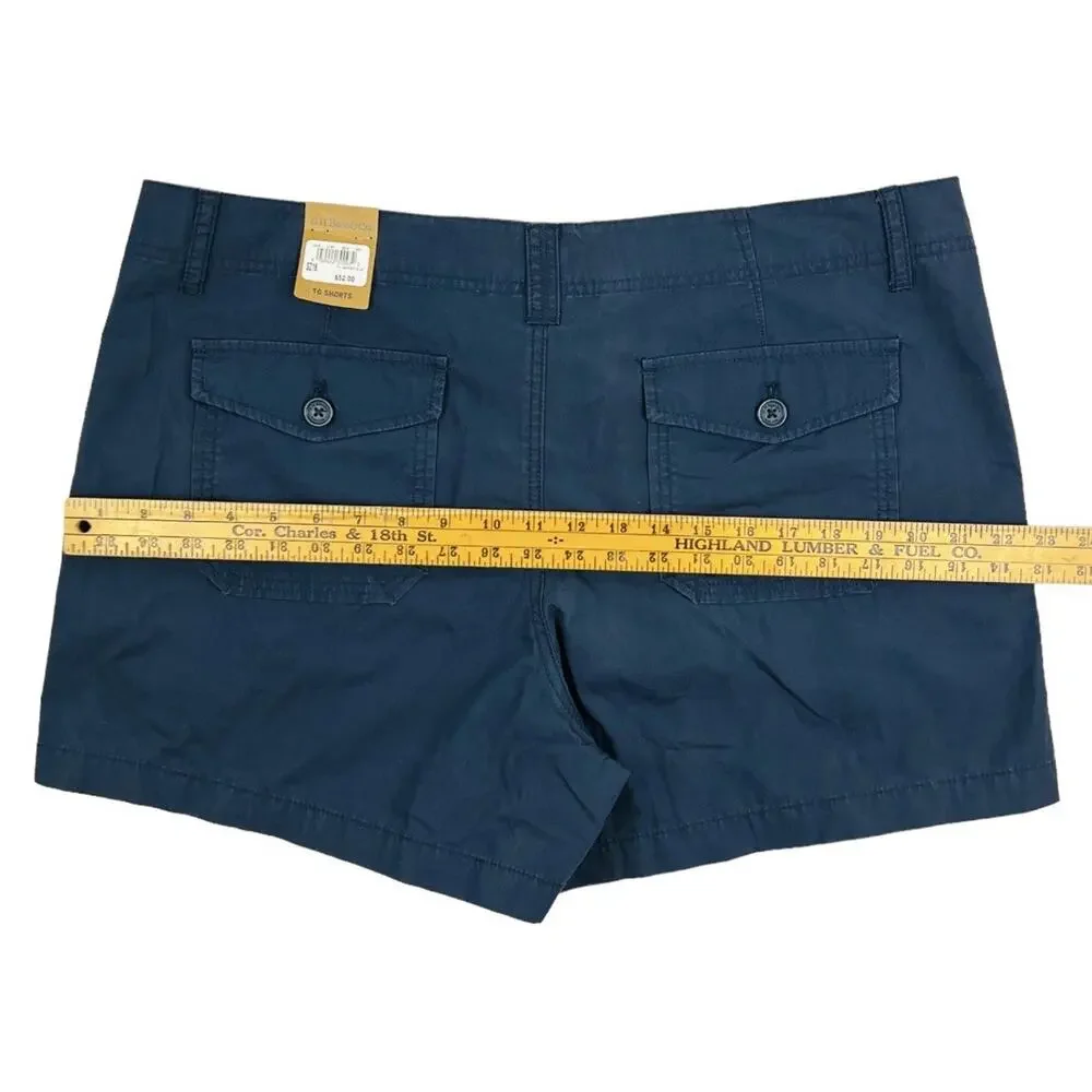 NEW Bass & Co. Shorts Womens 16 Blue Cargo Mid Rise Cotton 4" inseam - Picture 6 of 8